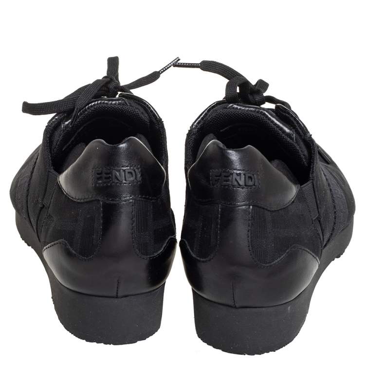 مملوكة مسبقًا Fendi Black Zucca Canvas and Leather Low Top Sneakers Size 37