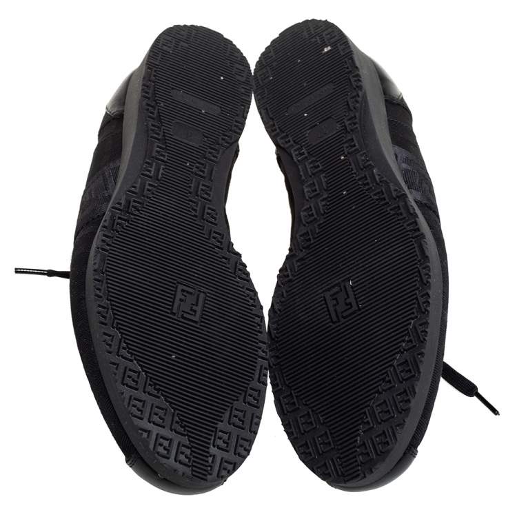 مملوكة مسبقًا Fendi Black Zucca Canvas and Leather Low Top Sneakers Size 37