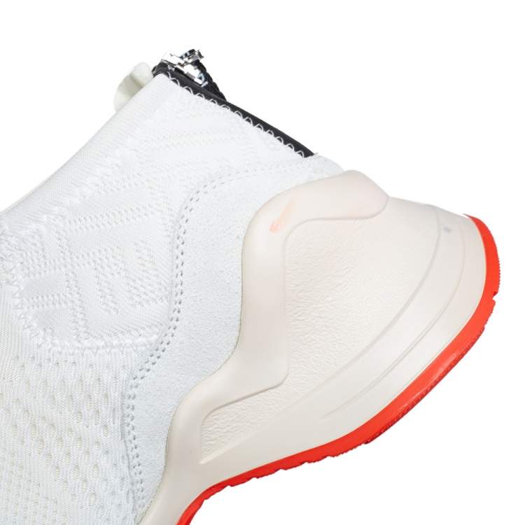Pre Owned Fendi White/Orange Stretch Mesh And Suede FFluid Sneakers Size 39