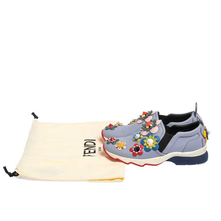 Pre Owned Fendi Lilac Leather Flowerland Slip On Sneakers Size 36