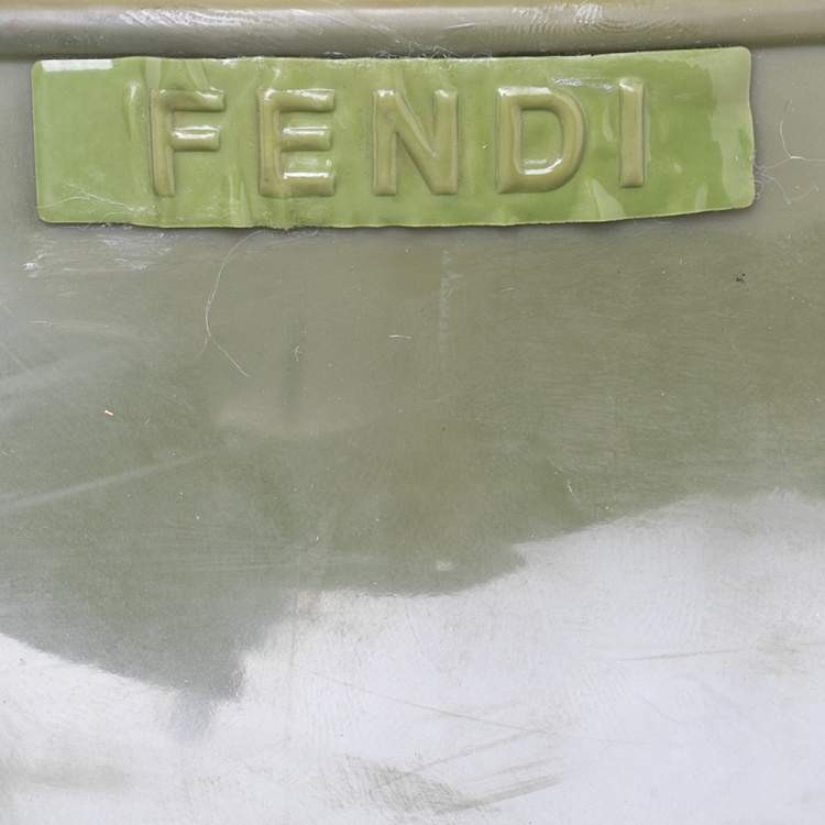 Pre Owned Fendi Green Rubber Wedge Rain Boots Size 36