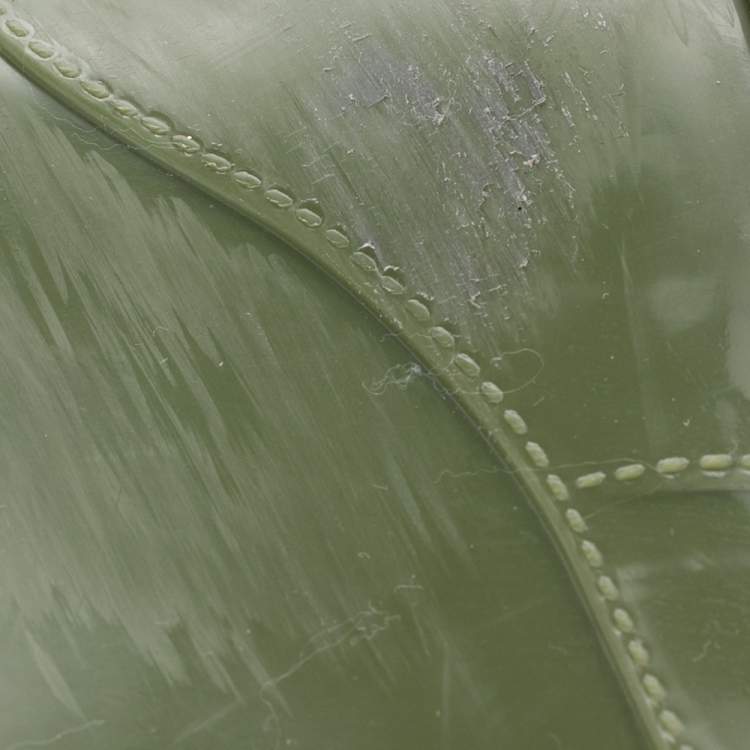 Pre Owned Fendi Green Rubber Wedge Rain Boots Size 36