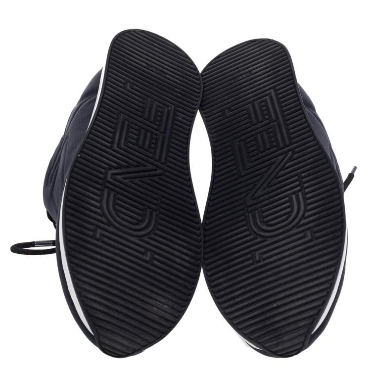 Pre Owned Fendi Navy Blue Stretch Fabric FFreedom Lace-up Sneakers Size 37