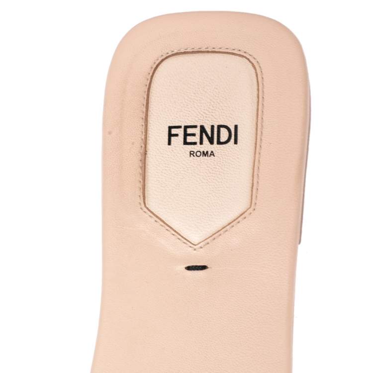 Pre Owned Fendi Silver Leather Flowerland Embellished Slide Flats Size 40.5