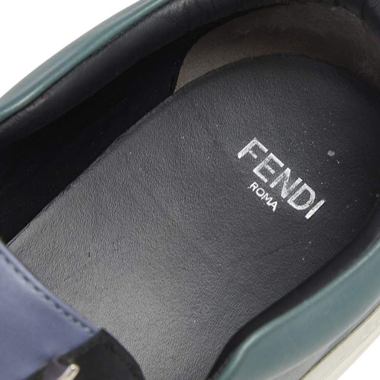 Pre Owned Fendi Black Leather Monster Slip On Sneakers Size 36