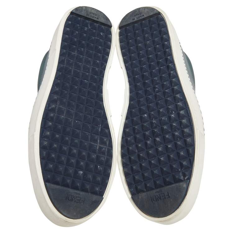 Pre Owned Fendi Black Leather Monster Slip On Sneakers Size 36