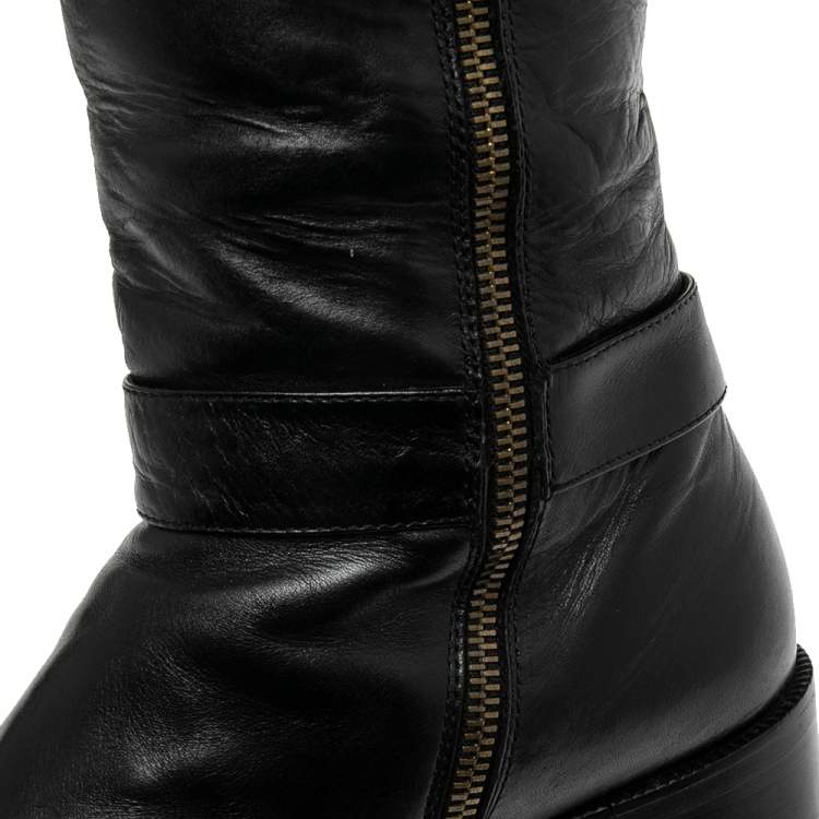 مملوكة مسبقًا Fendi Black Leather Knee High Boots Size 39