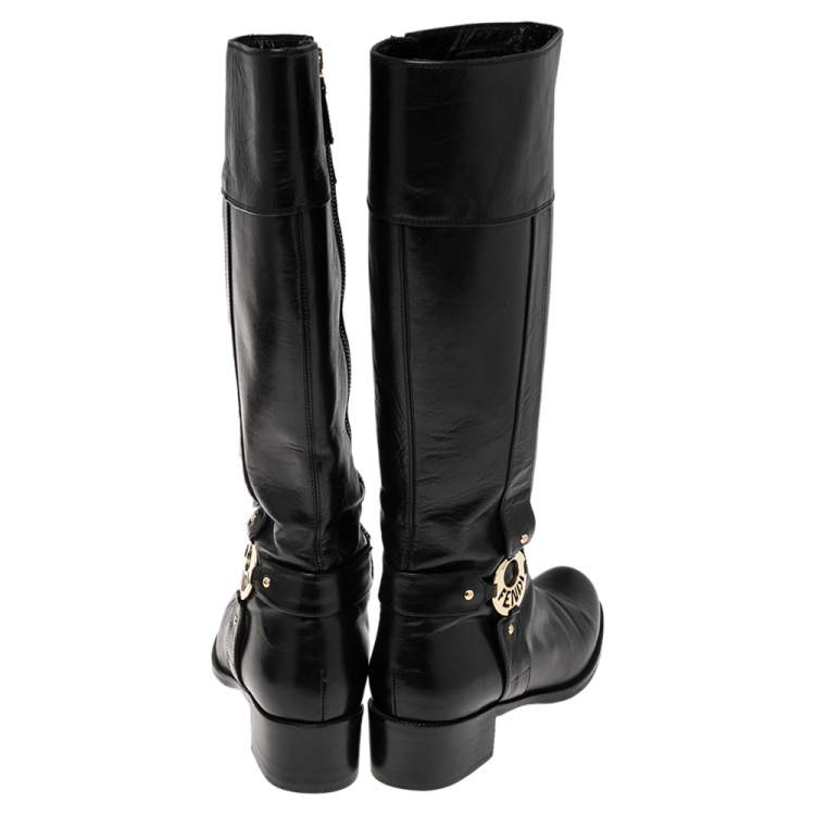 مملوكة مسبقًا Fendi Black Leather Knee High Boots Size 39