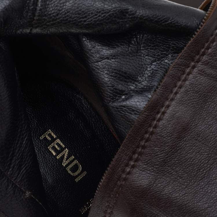 مملوكة مسبقًا Fendi Brown Leather Knee Length Boots Size 38