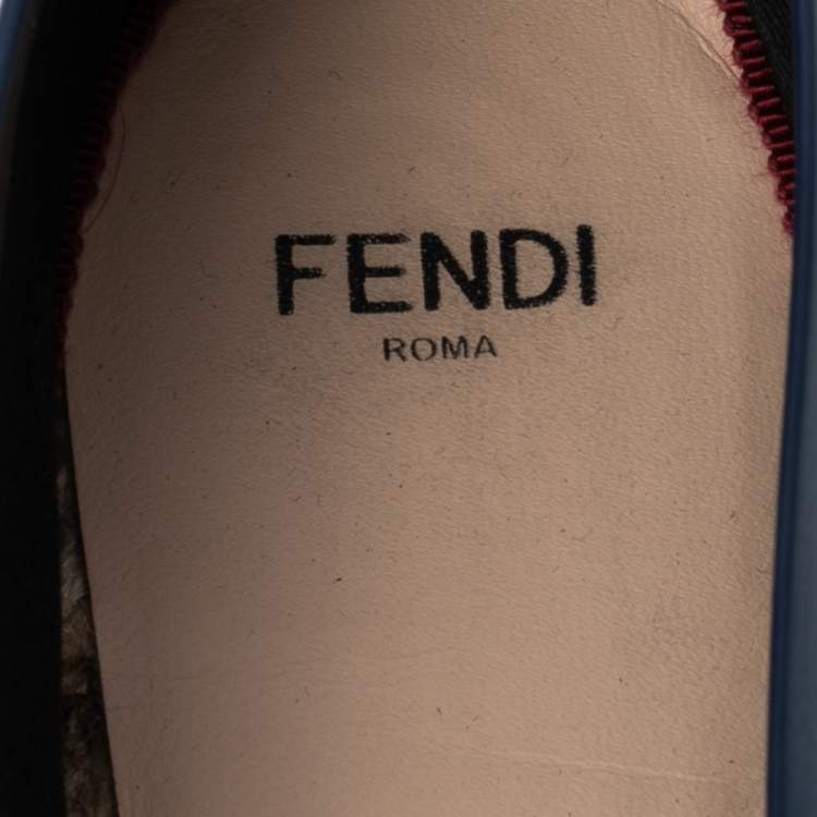 Pre Owned Fendi Multicolor Mesh, Leather And Canvas Espadrille Flats Size 37.5