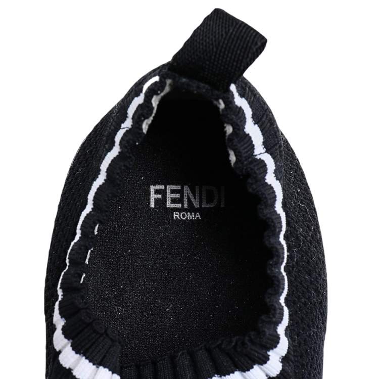 Pre Owned Fendi Black Low Knit Fabric FF Stripe Low Top Sneakers Size 40