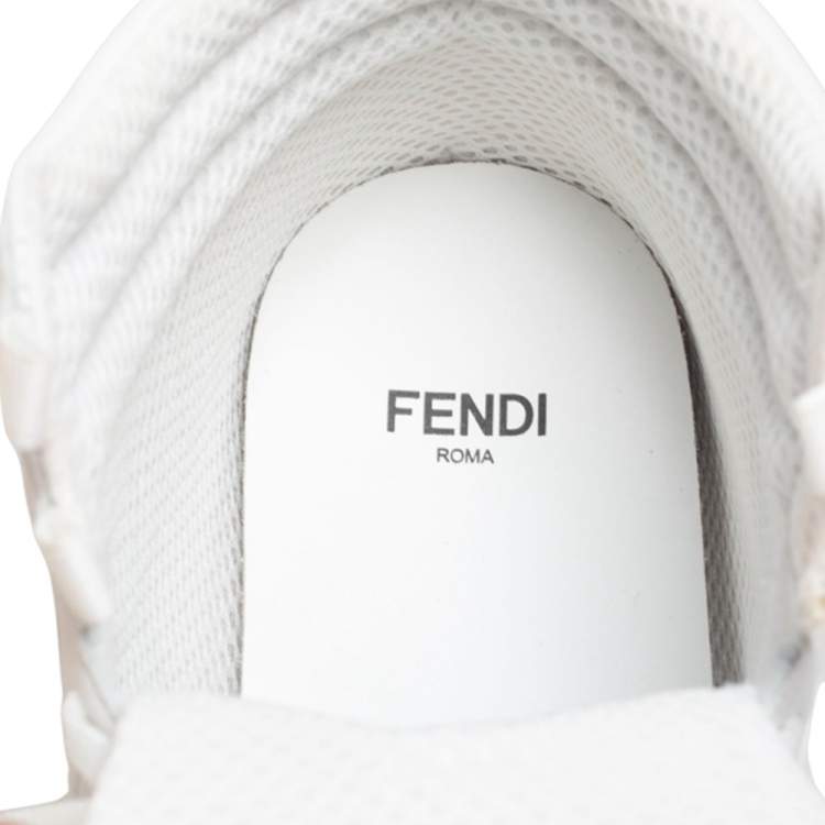 مملوكة مسبقًا Fendi White Leather FF High Top Sneakers Size 39