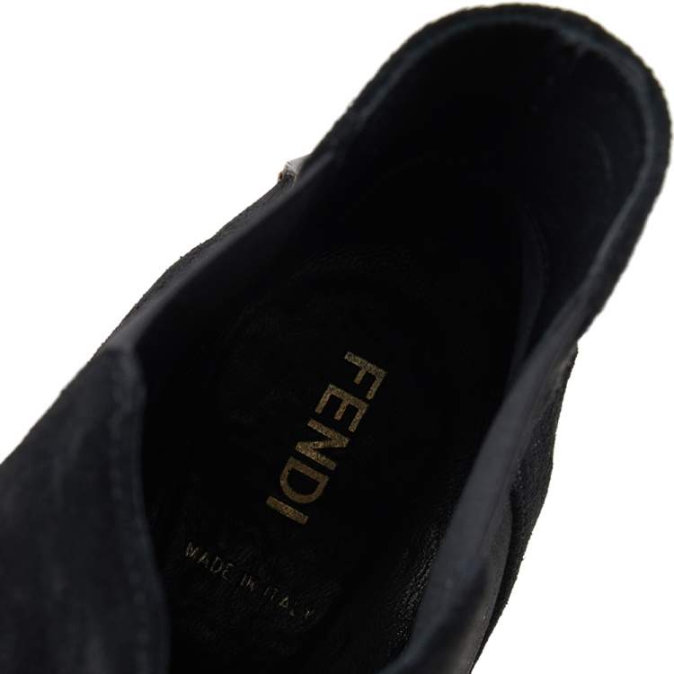 Pre Owned Fendi Black Suede Black Ankle Boots Size 41