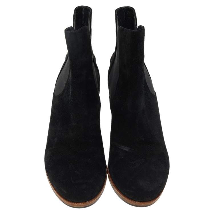 Pre Owned Fendi Black Suede Black Ankle Boots Size 41