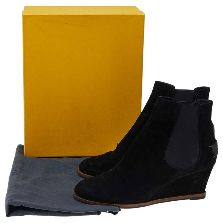 Pre Owned Fendi Black Suede Black Ankle Boots Size 41