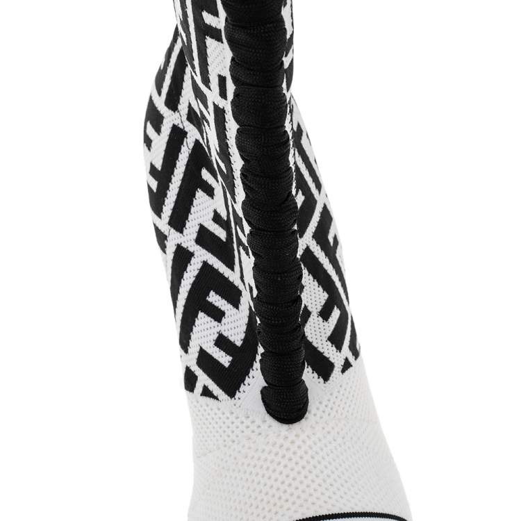 Pre Owned Fendi White/Black FF Knit Fabric Sock Boots Size 38