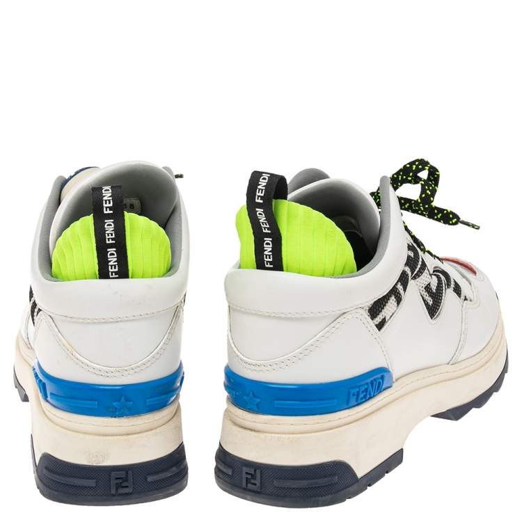 Pre Owned Fendi Multicolor Leather FF Chunky Lace Up Sneakers Size 38