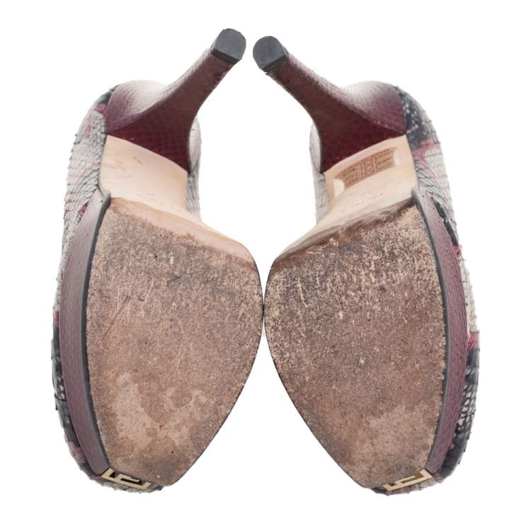 Pre Owned Fendi Multicolor Python Fendista Platform Pumps Size 36
