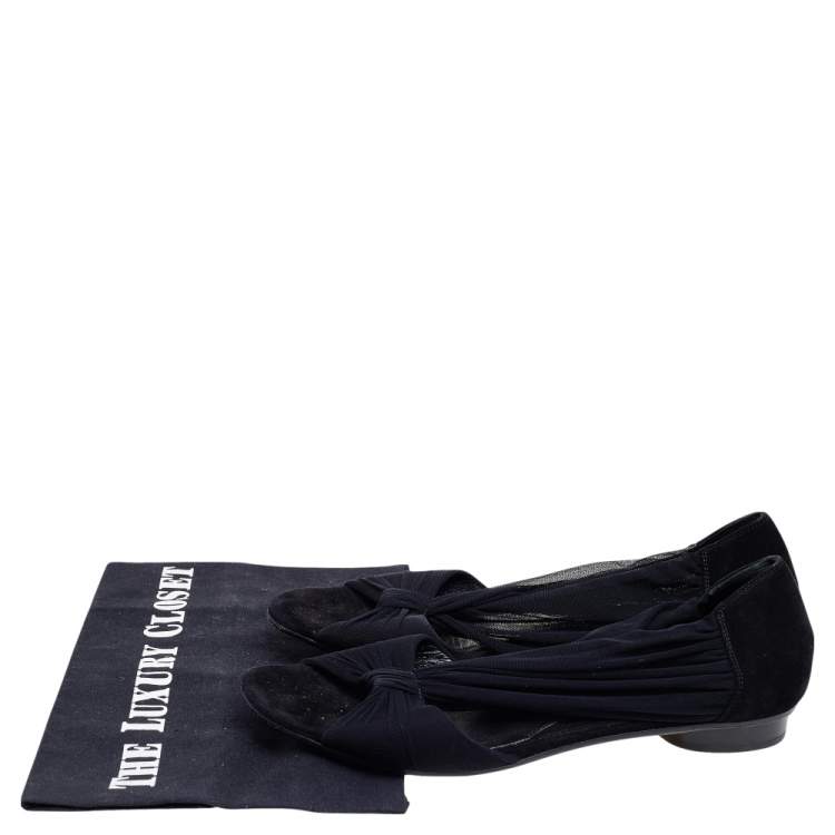 Pre Owned Fendi Black Fabric Flats Sandals Size 37.5