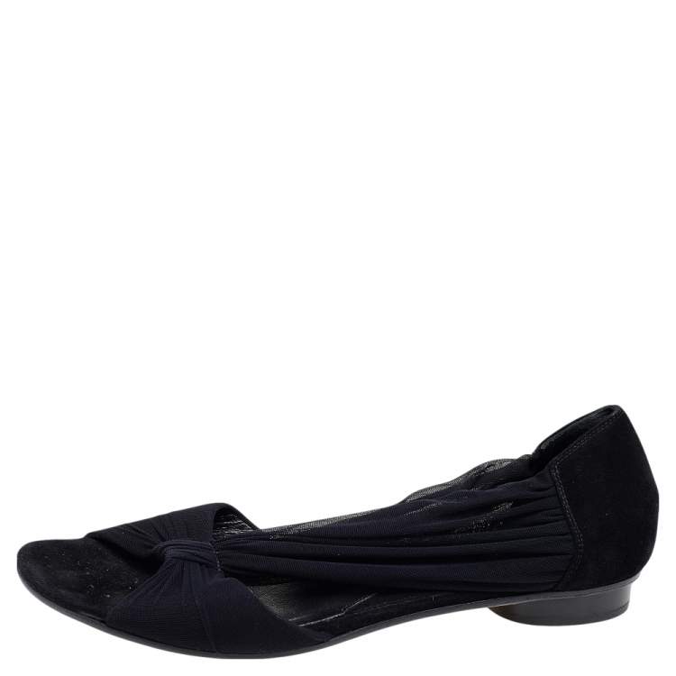 Pre Owned Fendi Black Fabric Flats Sandals Size 37.5