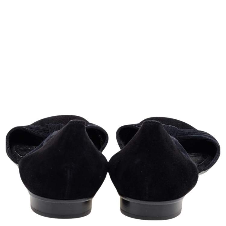 Pre Owned Fendi Black Fabric Flats Sandals Size 37.5