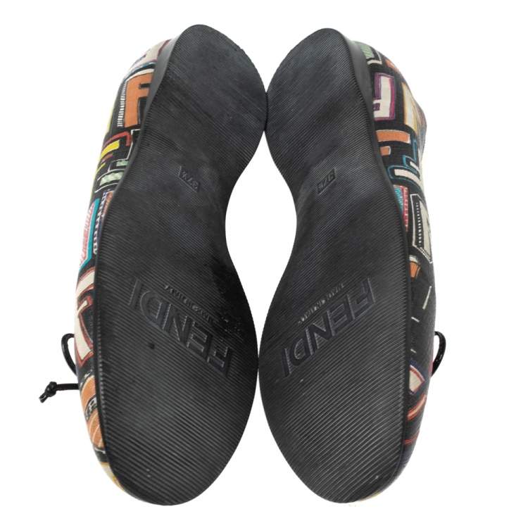 Pre Owned Fendi Multicolor Zucca Spalmati Coated Canvas Ballet Flats Size 37.5