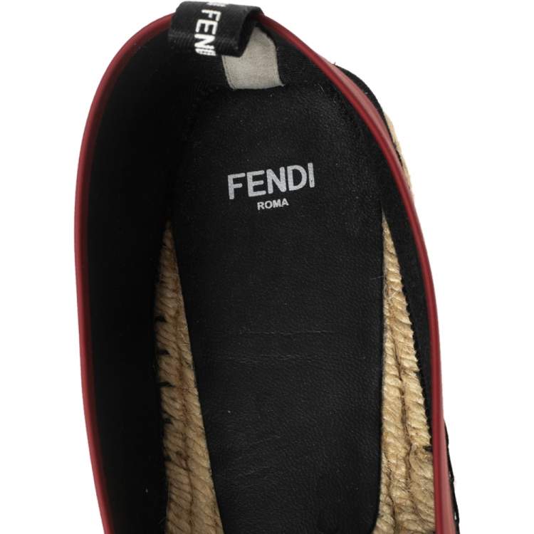 Pre Owned Fendi Multicolor Mesh And Canvas Espadrille Flats Size 40.5