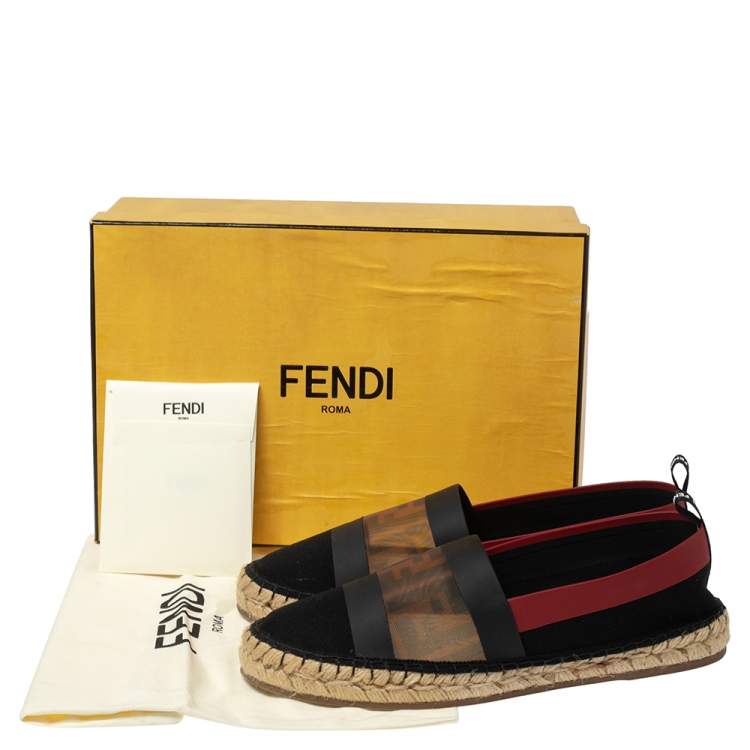 Pre Owned Fendi Multicolor Mesh And Canvas Espadrille Flats Size 40.5