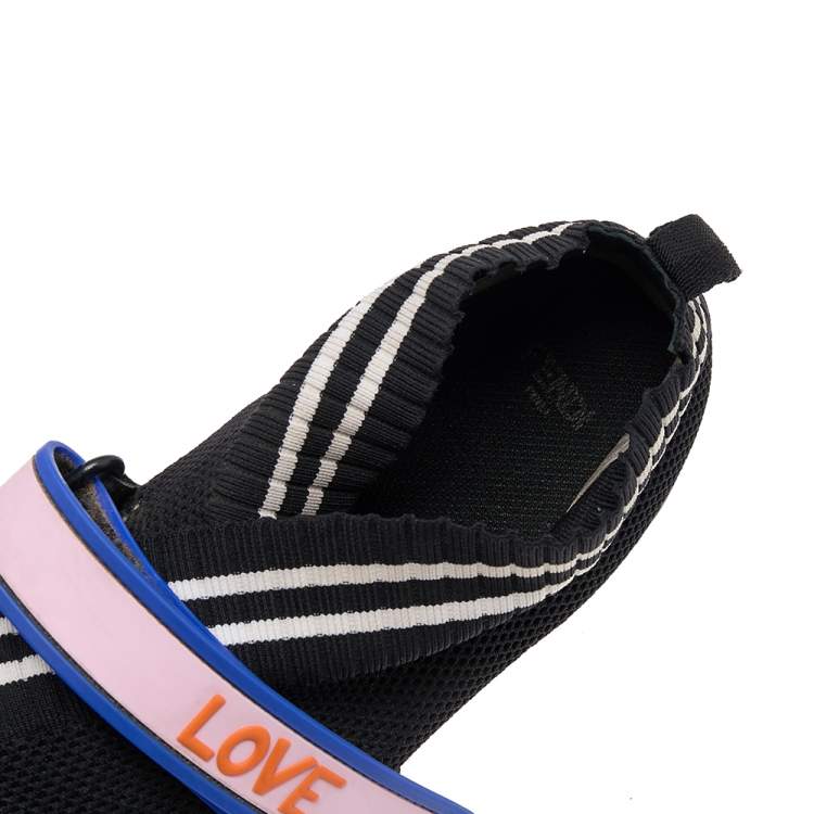 مملوكة مسبقًا Fendi Black Knit Fabric Rockoko Sneakers Size 38