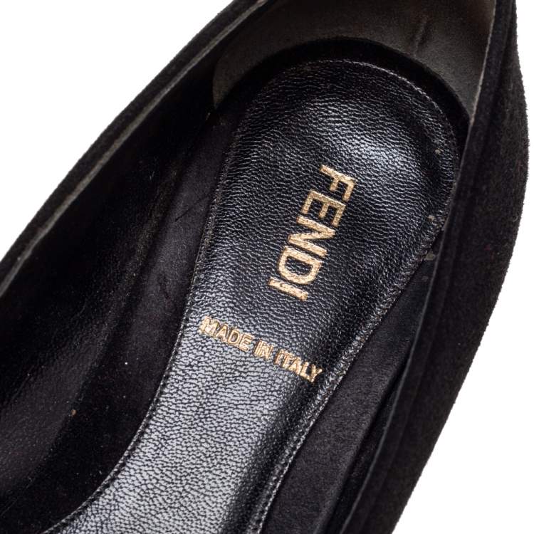 Pre Owned Fendi Black Suede Studded Heel Smoking Slippers Size 36