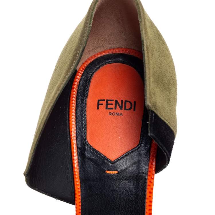 Pre Owned Fendi Multicolor Suede and Leather Pointed-Toe Pumps Size 38