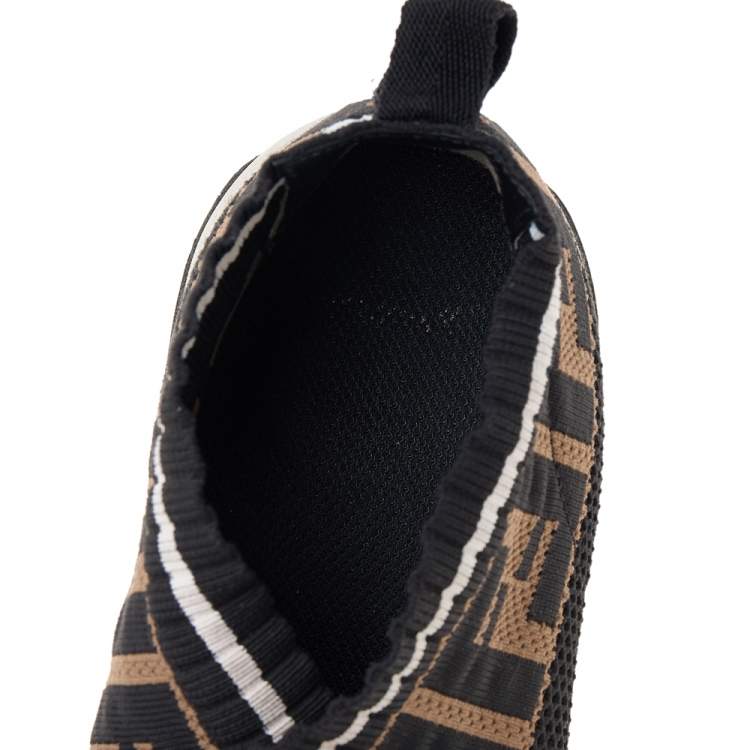 Pre Owned Fendi Multicolor FF Monogram Knit Fabric Rockoko Sneakers Size 37
