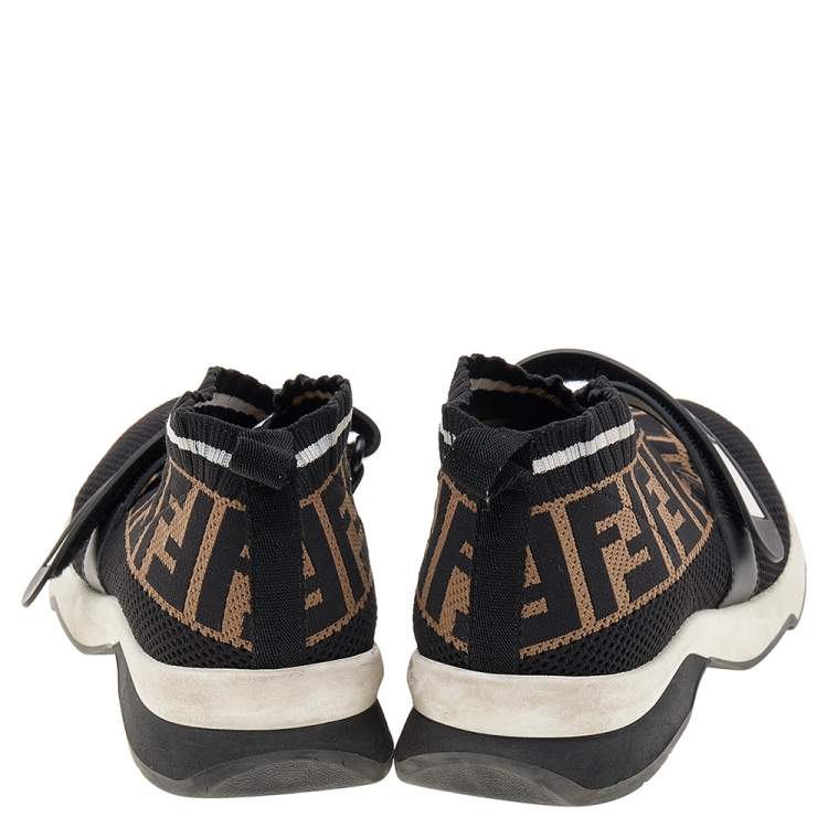 Pre Owned Fendi Multicolor FF Monogram Knit Fabric Rockoko Sneakers Size 37