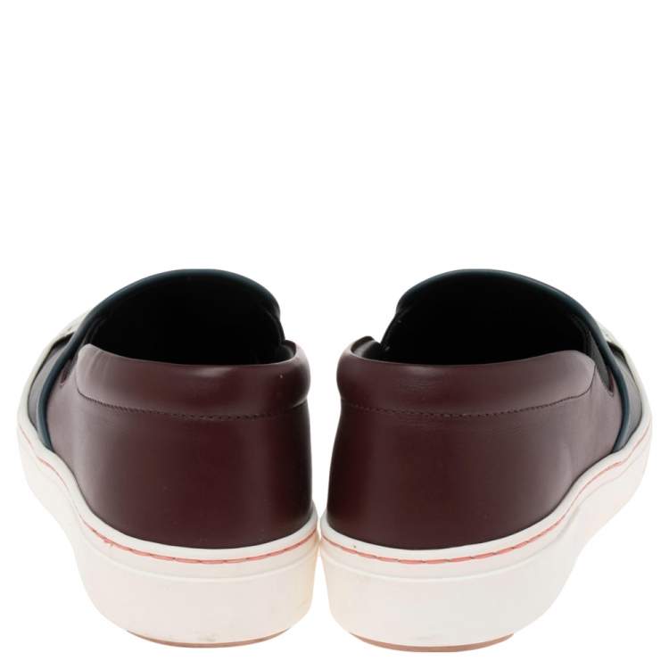 Pre Owned Fendi Multicolor Leather Monster Slip On Sneakers Size 37
