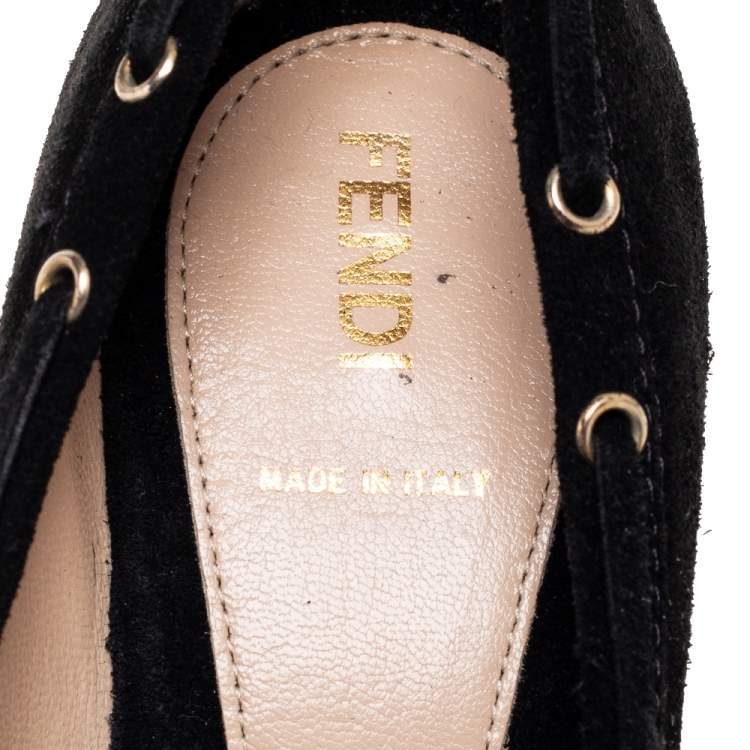 Pre Owned Fendi Black Suede Tassel Detail Loafer Pumps Size 37
