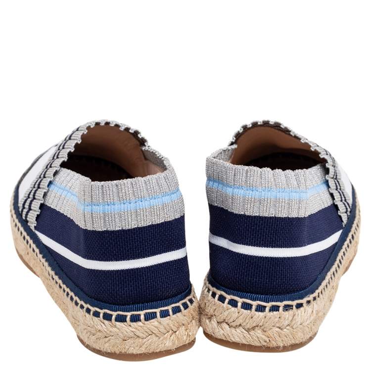 Pre Owned Fendi Multicolor Stretch Fabric Espadrille Flats Size 35