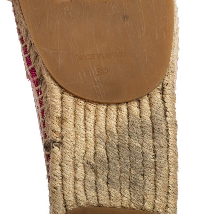 Pre Owned Fendi Multicolor Stretch Fabric Espadrille Flats Size 38