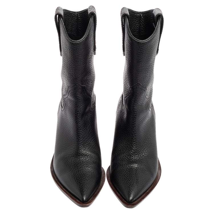 Pre Owned Fendi Dark Brown Leather Cowboy Boots Size 39