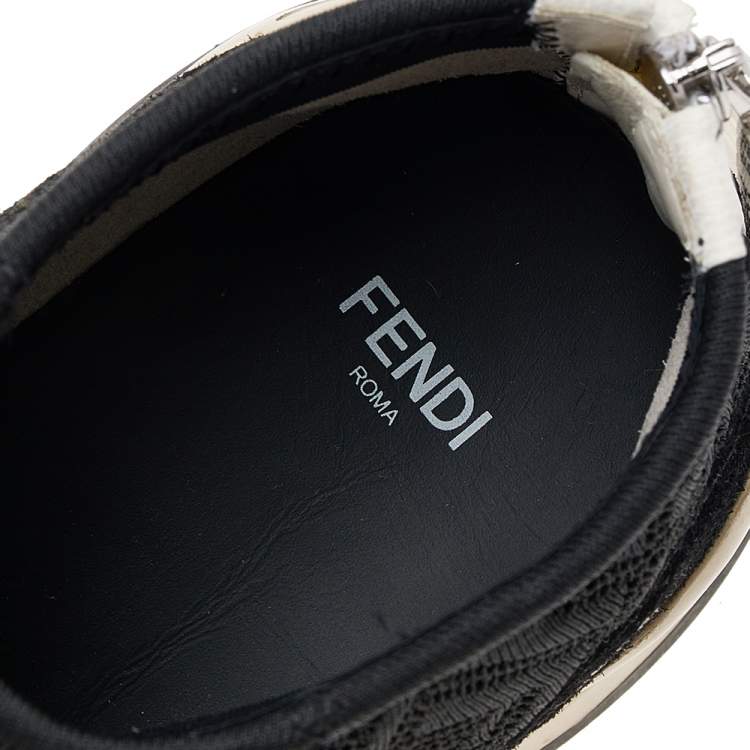 مملوكة مسبقًا Fendi Black Knit Fabric High Top Sneakers Size 39