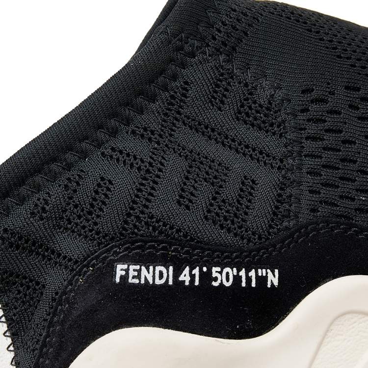 مملوكة مسبقًا Fendi Black Knit Fabric High Top Sneakers Size 39