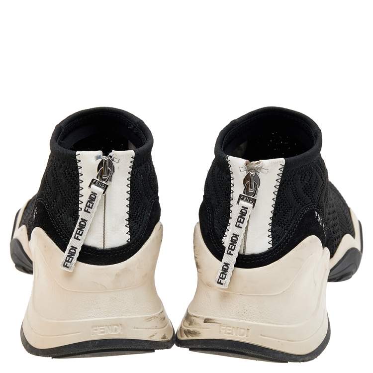 مملوكة مسبقًا Fendi Black Knit Fabric High Top Sneakers Size 39
