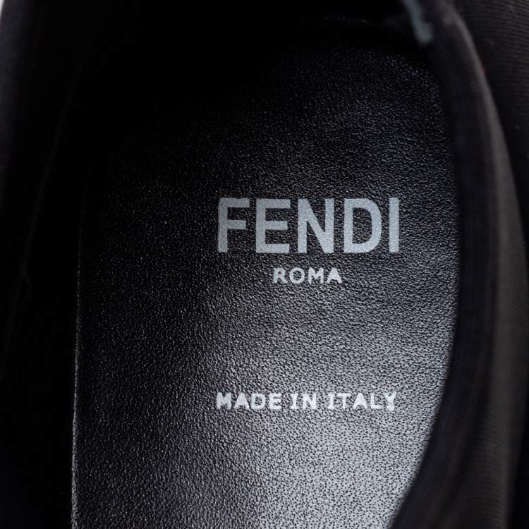 Pre Owned Fendi Black Neoprene FF Logo Strap Sneakers Size 36