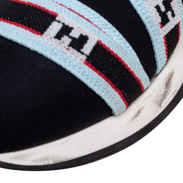 Pre Owned Fendi Black Neoprene FF Logo Strap Sneakers Size 36