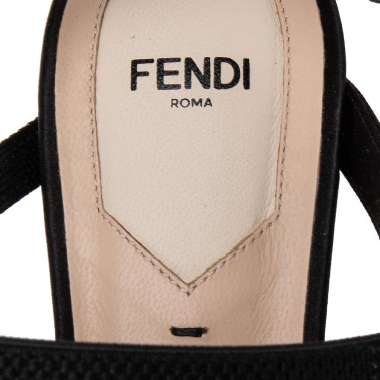 مملوكة مسبقًا Fendi Black Mesh  And Satin Colibri Lite Slingback Pumps Size 39