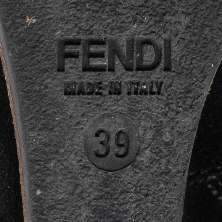 Pre Owned Fendi Black Suede Cathy Tall Wedge Boots Size 39