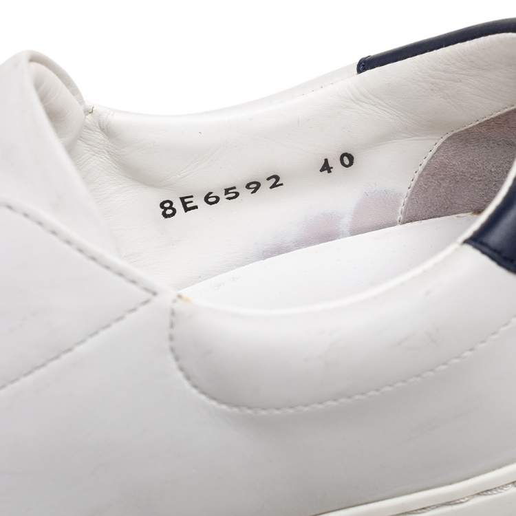 Pre Owned Fendi White Scalloped Leather Logo Rockoko Slip-On Sneakers Size 40