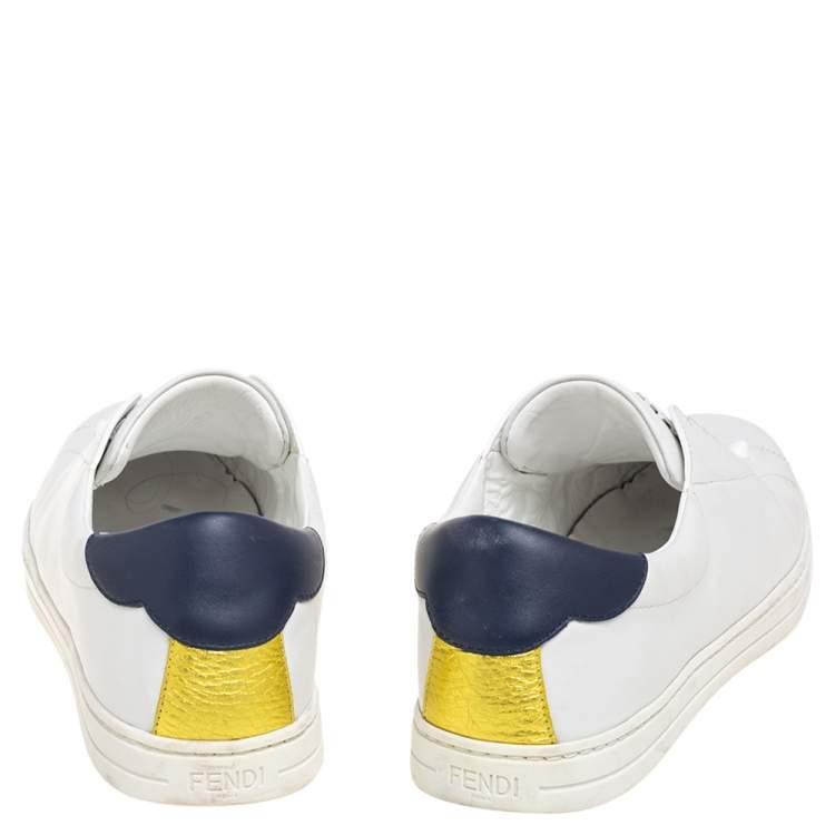 Pre Owned Fendi White Scalloped Leather Logo Rockoko Slip-On Sneakers Size 40