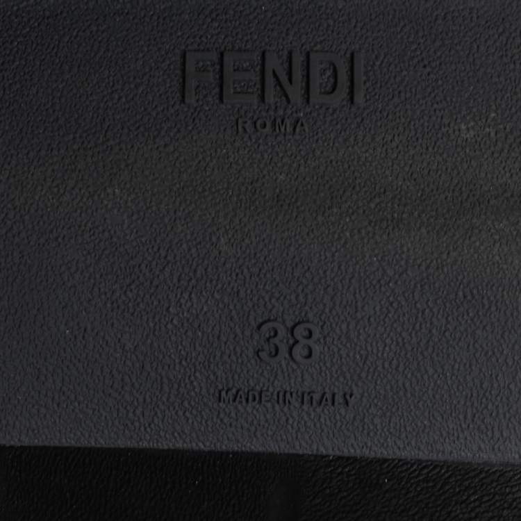 Pre Owned Fendi Black/Brown Zucca Print Knit Fabric and Mesh Rockoko Sneakers Size 38