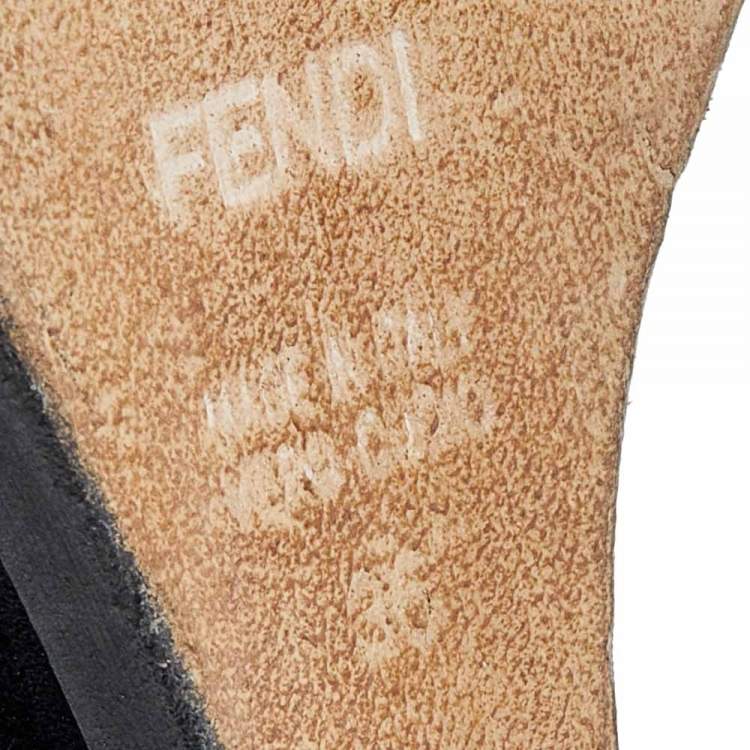Pre Owned Fendi Multicolor Suede And Leather Fendista Wedge Platform Ankle Strap Sandals Size 36