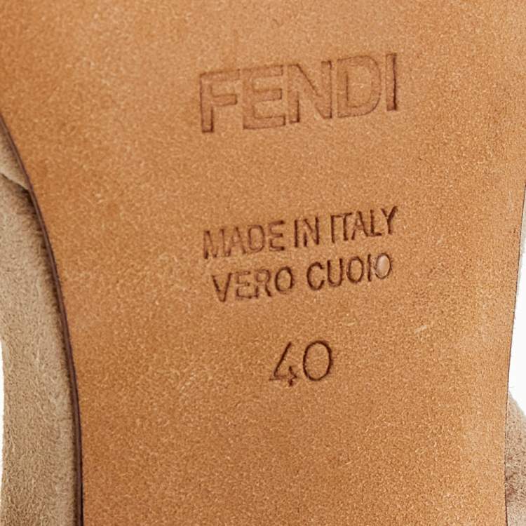 Pre Owned Fendi Beige Suede Chain Cage Heel Platform Sandals Size 40